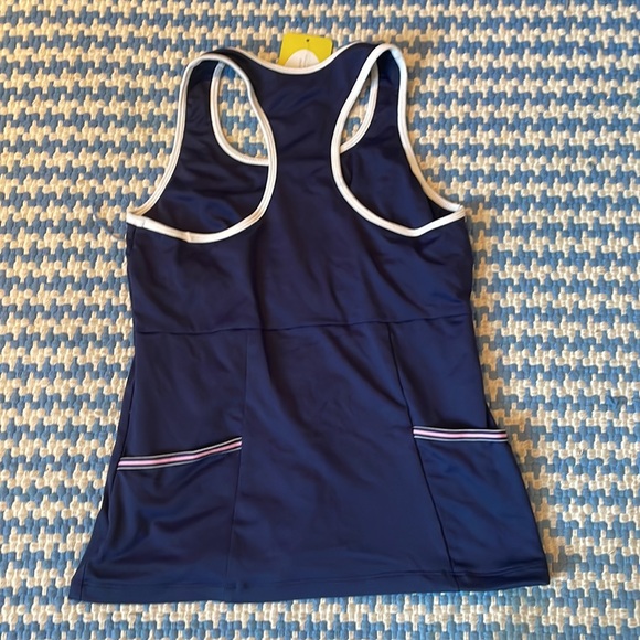 L’oeuf Poché navy tennis 🎾 pickle active tank top with white outlining size sm - Picture 2 of 4